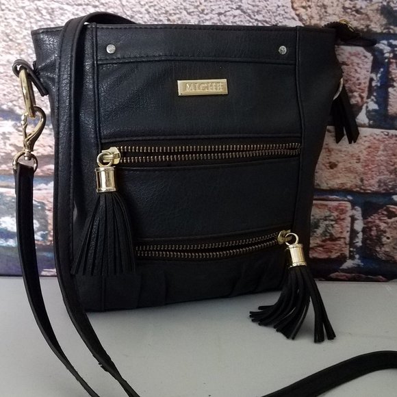 "Morgan" Faux Leather Gold Tone Hardware Crossbody - Picture 3 of 5
